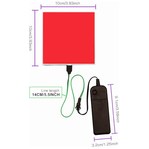 Image of El Sheet Panel Light - 2Pcs 10 x 10cm DIY Electroluminescent Cuttable Mask Eye Lighting DIY Cosplay Party Decoration Continuous /Strobe (Red)