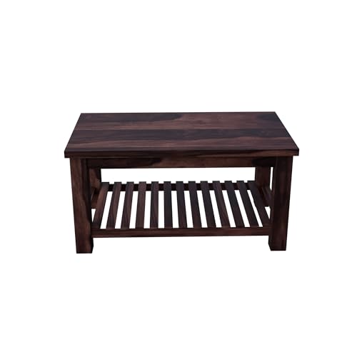 Image of Krishna Wood Decor Sheesham Wood 5 Seater Sofa Set for Living Room Home Office Solid Wood Sofa Set Furniture Wooden Five Seater Sofa Set | 3+2+1 with Coffee Table | Finish :- Walnut & Blue