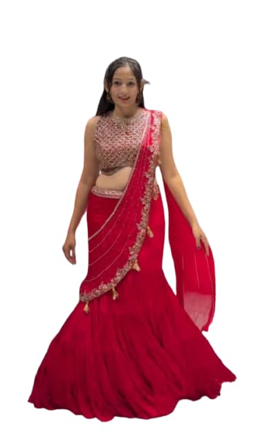 GARMENT GALAXY HOUSE indo-Western Lahenga choli Belt Set for Womens Heavy embrodery Sequance work fully stitched free size-image-48