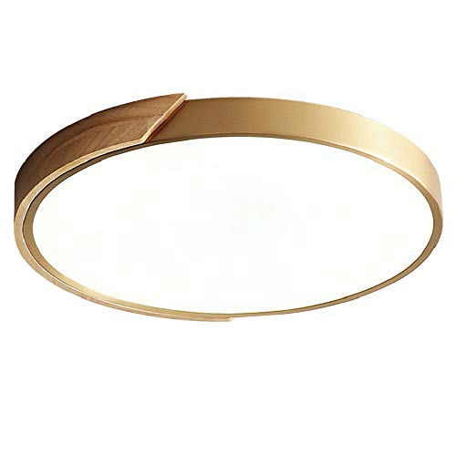 Plafonnier LED bois et or pour salon chaleureux style rétro américain