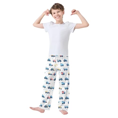 ZZXXB Bulldozer and Stars Boys Long Pants Soft Trousers Elastic Waist Kids Lounge Bottoms with Pockets S-XL2