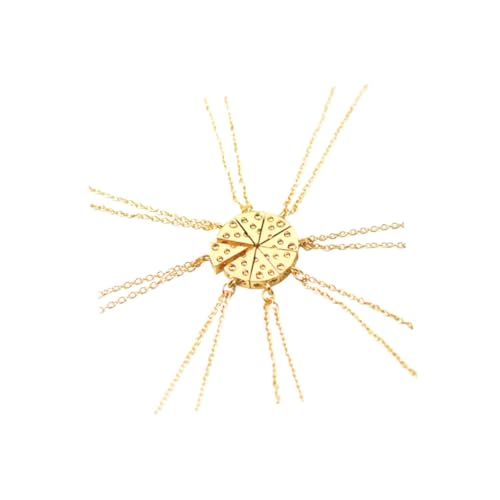 TOGEVAL Lot De 8 Colliers Pendentifs Pizza Dorés De Fromage, Colliers D'amitié Créatifs Pour Femmes, Bijoux à Porter Au Quotidien Fête