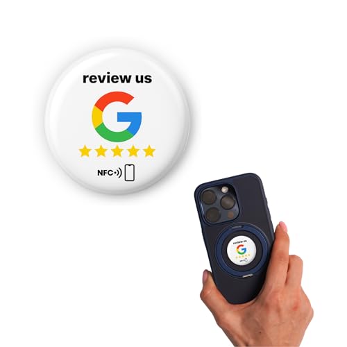 1 x "Review us" on Google NFC-sticker, diameter 3 cm, krijg meer reviews direct met één tap, herbruikbaar en herprogrammeerbaar, ideaal voor kleine bedrijven en klanten, touchpoints