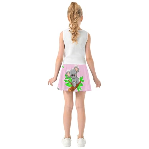 Dance Golf Girls Skorts Athletic Shorts Kids Tennis Skirts Teen Skirt Cute Cartoon Koalas Pink 4t4