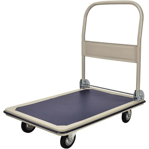 Carro de plataforma de acero resistente con ruedas y estructura plegable para carga