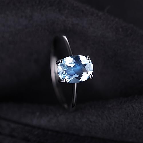 Jewelrypalace Class Natural Gemstone Blue Topaz Birthstone Solitaire Engagement Rings For Women, Anniversary 14K Gold Plated 925 Sterling Silver Promise Rings For Her Size 7 #TOP4