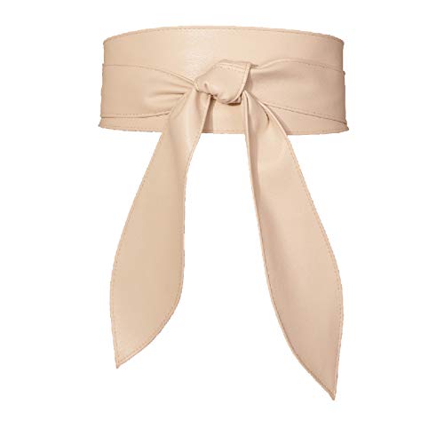 Earnda Womens Fashion Obi Belt Wrap Wide Cinch for Dress Solid Color Belts Beige Medium