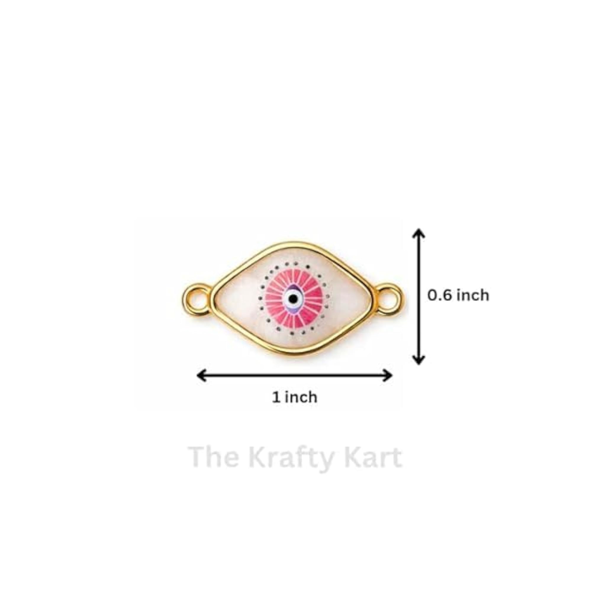 Evil Eye Nazar Connector Charm, Gold Plated Enamel Link