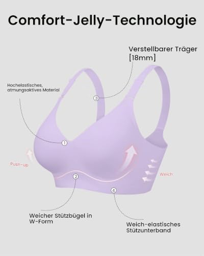 HORISUN Damen-Push-up-BH mit V-Ausschnitt, ohne Bügel und mit sanftem Halt – Ansicht 5