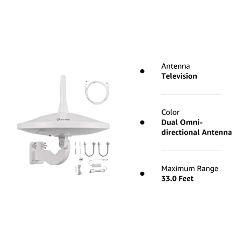 Upgraded Version - Antop At-415B 720° Ufo Dual Omni-Directional Outdoor Hdtv Antenna With Exclusive Smartpass Amplifier &4G Lte Filter, Fit For Outdoor/Rv/Attic Use(33Ft Coaxial Cable,4K Uhd Ready) #TOP7