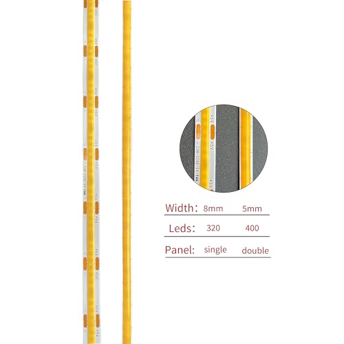 Image of 5V 5mm Width USB COB LED Strip Lights,6.56FT /2M,Natural White 4000K,400LEDs /M,8W /M,CRI90,1600lm,Electroplated Double-Sided Panel Light Strip,IP20,for Indoor Decoration
