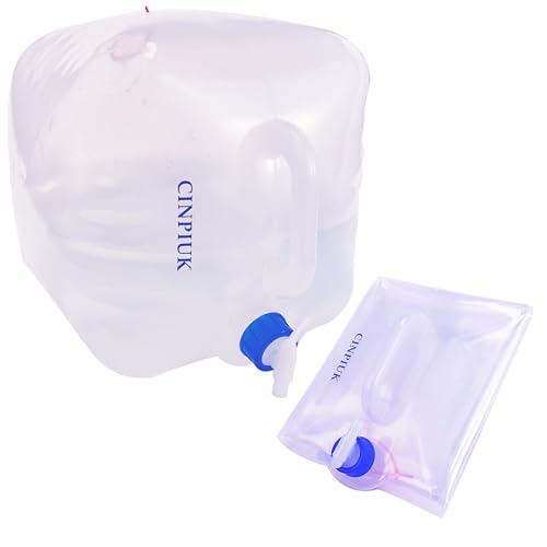 Contenedor de agua plegable de 5 galones con grifo, cantimplora para camping, almacenamiento de agua portátil para exteriores, ideal para senderismo, pesca y emergencias
