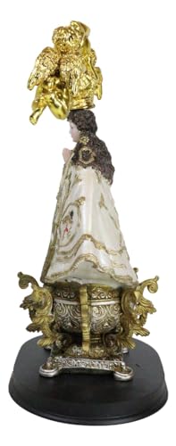 Ebros Gift Our Lady of San Juan De Los Lagos with Golden Crown and Angels Figurine Catholic Christian Blessed Virgin Mary Home Altar Decor Sculpture (Regal White)