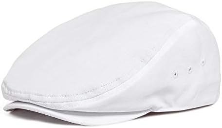 JANGOUL Men Ivy Cap Cotton Twill Newsboy Flat Cap (White, 7 5/8)