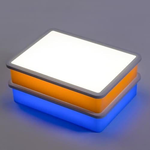 Odoorgames Bright LED Light Box - Light Table for Kids, Color & Light Discovery, Artistic Exploration and Creative Play (Blue，Lightbox Only)