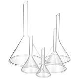 NUOBESTY 5pcs Glass Triangle Funnel Set Thick Borosilicate Filtering Funnels with Long Stem 30/40/50/60/75mm for Scientific and Industrial Use