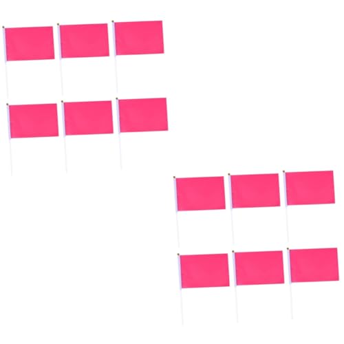 Mini drapeaux à main carrés roses pour l'animation des fêtes et célébrations - 2