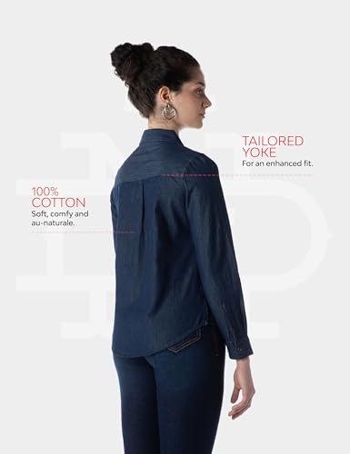 Image of INKD Women's Full Sleeve Casual Denim Shirt - 100% Cotton | Front Button Detailing | Regular Fit
