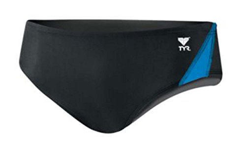 TYR Men's Standard Alliance Splice Racer Swimsuit, Black/Blue, 34