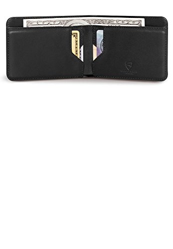 Vaultskin MANHATTAN Slim RFID Blocking Bifold Leather Wallet for Men - Minimalist Front Pocket Card Holder, Holds 9 Cards & Cash, Premium Italian Leather