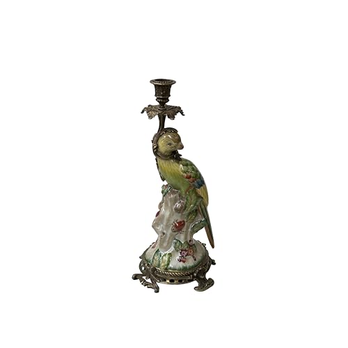 Vintage Handmade Ceramic Parrot Figure Candelabras Candle Holder Aws3885