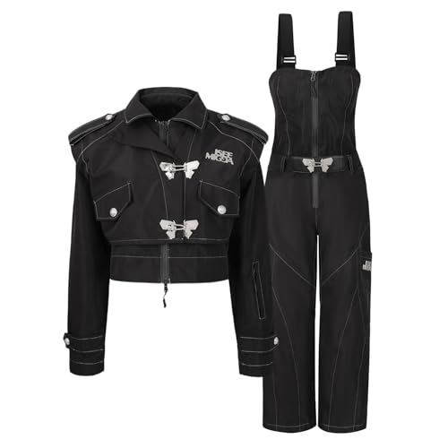 ISEE MIGGA Women Snow Suits Slim Ski Jacket and Pants Set Waterproof Snowboarding Winter Sports Mechanical Butterfly（all black-M）