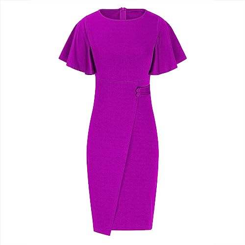 Womens Work Formal Elegant Dresses Ruffle Sleeve Dresses Homecoming Dresses for Women Crewneck Dresses 20253