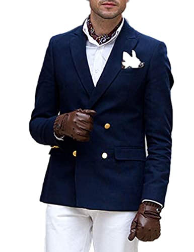 Men's Double Breasted Buttons Blazer Peak Lapel for Dinner Groom Coat