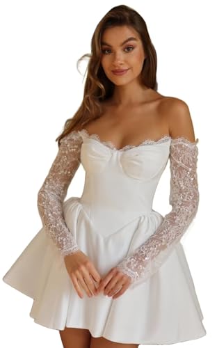 UZN Mini Wedding Dresses 2025 for Women Short Bridal Gown with Lace Reception Gowns for Bride