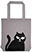moses. Ed, the Cat Shopper Happy Face Tragetasche aus 100% Baumwolle Stofftasche für Einkäufe, Büro oder Uni Grau L