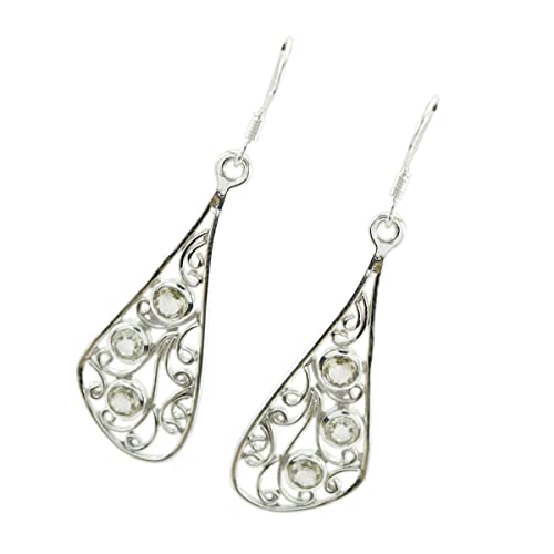 Boucle d'oreille citron quartz argent 925 anti allergie