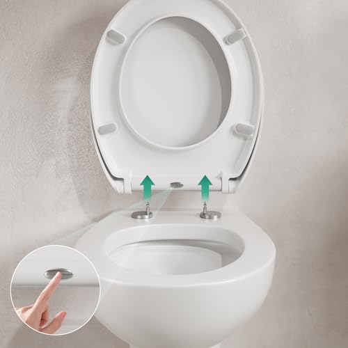 DERW Soft Close Toilet Seat, Heavy Duty Environmentally Friendly Urea-Formaldehyde Resin, O-Shaped Design, Quiet Slow Close, Quick Release, Install with Alignment Guide, Durable White Toilet Seat - Image 5