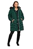 EVANS Curve Faux Fur Trim Padded Parka Coat - Women's - Plus Size Curve Green