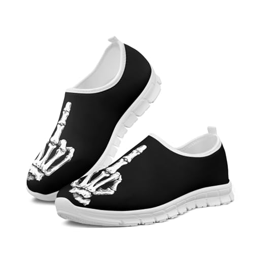 Zapatillas de caminar transpirables para hombre, ligeras, elegantes, cómodas, suela blanca, Esqueleto de mano, 44.5 EU
