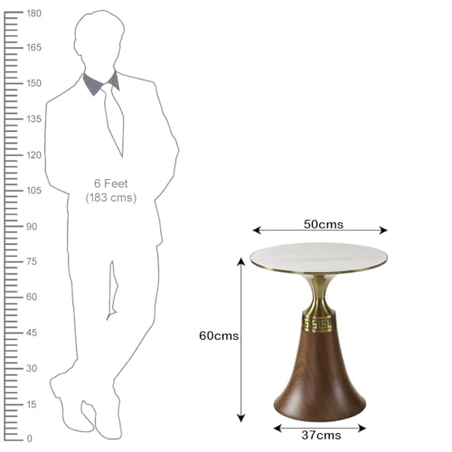 Image of The Attic Verona Marble Top End Table, Honey & Gold
