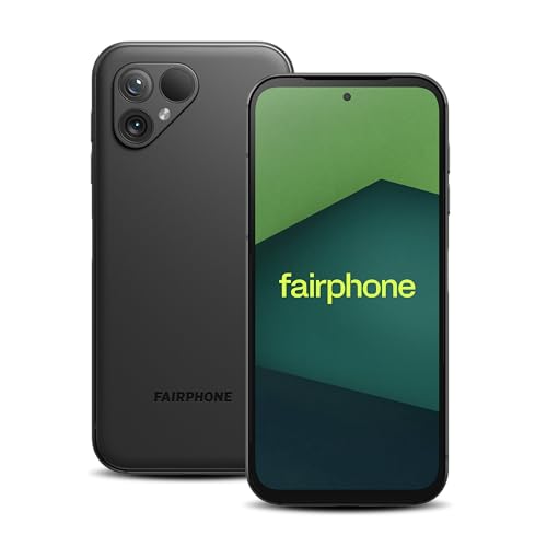 Fairphone 5 5G (GSM Unlocked, International Version) 256GB + 8GB RAM - Dual SIM (Nano-SIM + eSIM) Android 13 Smartphone (Matte Black)