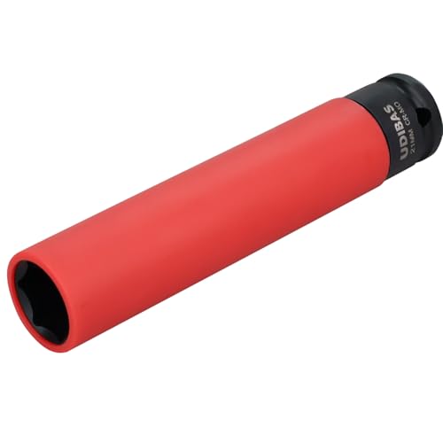 21mm 1/2-Inch Drive Extra Long Impact Lug Nut Socket,Deep,Metric,with Protective Sleeves and High-Strength,Non-Marring CR-MO Material