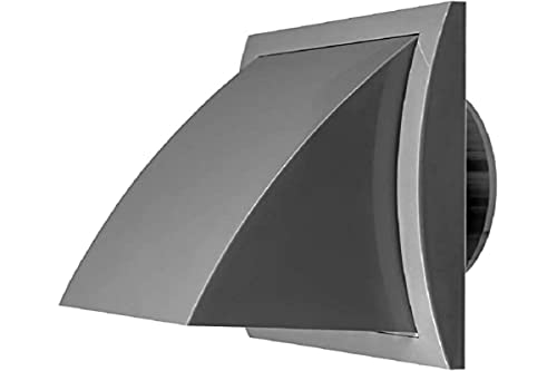 Grille d'aération en plastique gris Ø 125 mm avec clapet anti-retour 190 x 190 mm avec raccord Ø 125 mm Cover