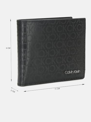Image of Calvin Klein Logo black leather bi-fold wallet