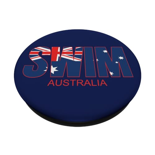Australian Swimmer Aussie Swimming Australia National Flag PopSockets Swappable PopGrip, Black - Image 2