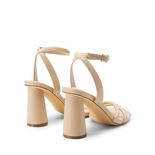 DREAM PAIRS Women's Strappy Round Heels Open Square Toe Ankle Strap Party Sandals Dress Shoes3