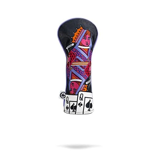 Pins & Aces Royal Flush Head Cover - Premium, Hand-Made Leather Headcover - Ace of Spades & Magnetic Closure, Tour Quality Golf Club Cover - Style and Customize Your Golf Bag Fairway (Black)