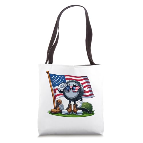 Salute Hockey American USA Flag Memorial Day 4th of July Tote Bag
