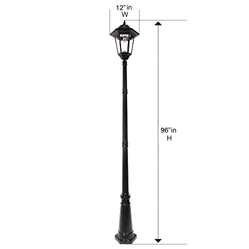 GAMA SONIC Windsor Bulb Solar Lamp Post, 96 Inch, Outdoor LED Solar In Ground Light, Black (GS-99B-S)