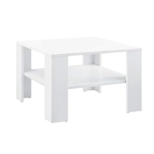 [en.casa] Couchtisch 60x60x40cm mit Ablage Tisch Beistelltisch Wohnzimmertisch Sofatisch Weiß