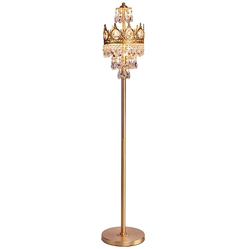 Lámpara de pie de latón con pantalla de cristal para iluminar salones y dormitorios