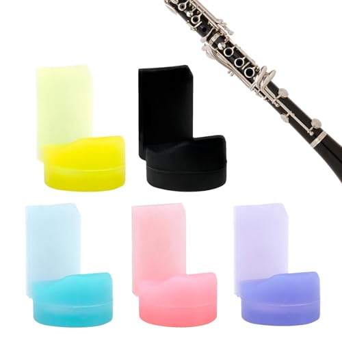 Sirseon Almohadillas para el pulgar para clarinete, almohadilla de apoyo para el pulgar de silicona para clarinete con cola, 5 unidades de colores para oboe, soporte de silicona suave para la mayoría
