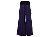 Marlenehose dunkle design Marlenehose Feincord Lila Cordhose Baumwolle Schwarz Palazzo