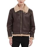 HOTIME Leon Kennedy Jacket, Winter Fur Fleece Leon Role Play Coat PU Leather Game Anime Cosplay Costume Stand Collar Motocycle Bomber Jacket Gift(M, Brown)