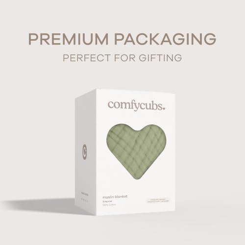Image of Comfy Cubs Muslin Blanket for Adults King 108 inch x 90 inch - 6 Layer Soft, Breathable & Lightweight Muslin Adult Blanket - Machine Washable & Designed in The US Bedding for All Seasons - Sage
